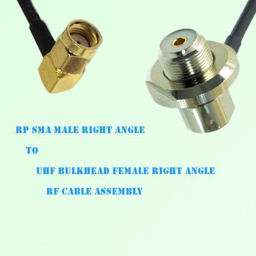 RP SMA Male R/A to UHF Bulkhead Female R/A RF Cable Assembly