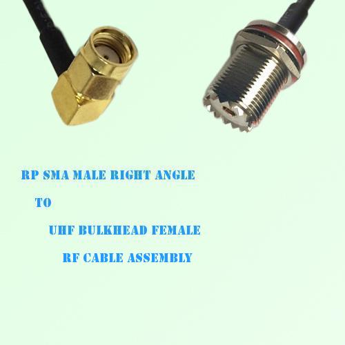 RP SMA Male Right Angle to UHF Bulkhead Female RF Cable Assembly
