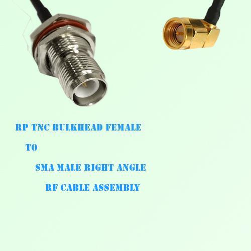 RP TNC Bulkhead Female to SMA Male Right Angle RF Cable Assembly