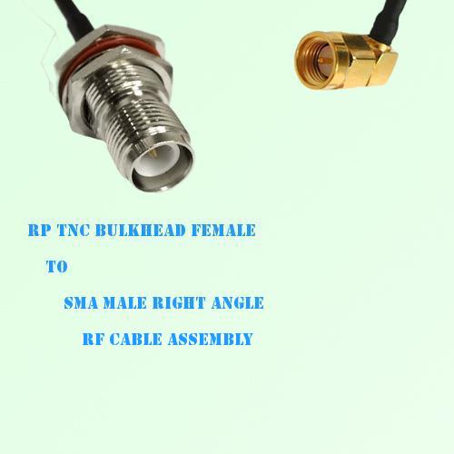 RP TNC Bulkhead Female to SMA Male Right Angle RF Cable Assembly RP TNC Bulkhead Female to SMA Male Right Angle RF Cable Assembly