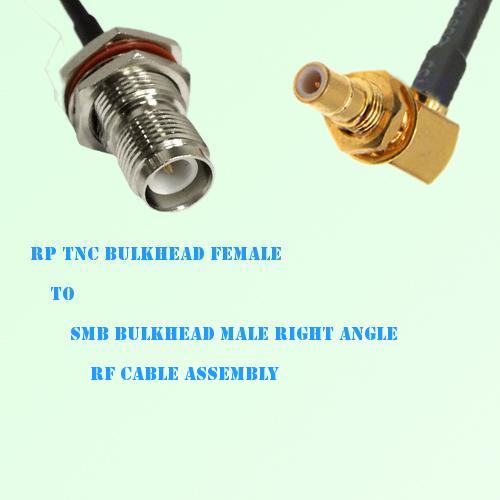 RP TNC Bulkhead Female to SMB Bulkhead Male R/A RF Cable Assembly RP TNC Bulkhead Female to SMB Bulkhead Male R/A RF Cable Assembly