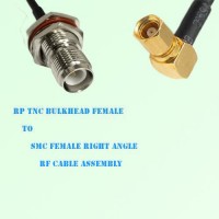 RP TNC Bulkhead Female to SMC Female Right Angle RF Cable Assembly RP TNC Bulkhead Female to SMC Female Right Angle RF Cable Assembly
