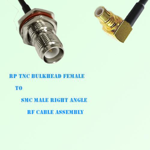 RP TNC Bulkhead Female to SMC Male Right Angle RF Cable Assembly RP TNC Bulkhead Female to SMC Male Right Angle RF Cable Assembly