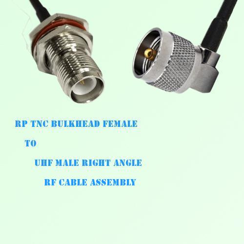RP TNC Bulkhead Female to UHF Male Right Angle RF Cable Assembly
