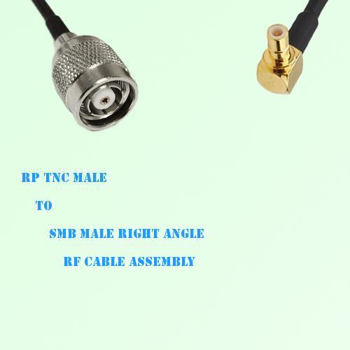 RP TNC Male to SMB Male Right Angle RF Cable Assembly