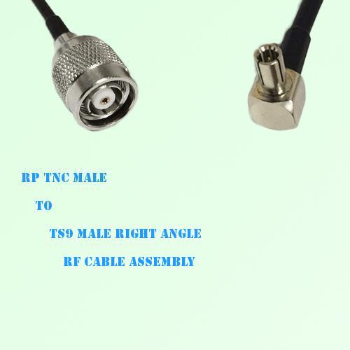 RP TNC Male to TS9 Male Right Angle RF Cable Assembly