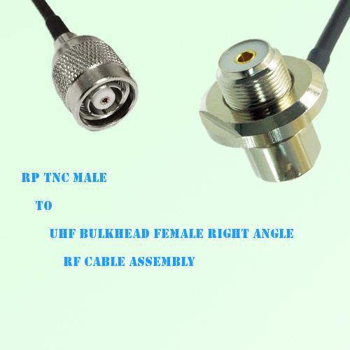 RP TNC Male to UHF Bulkhead Female Right Angle RF Cable Assembly