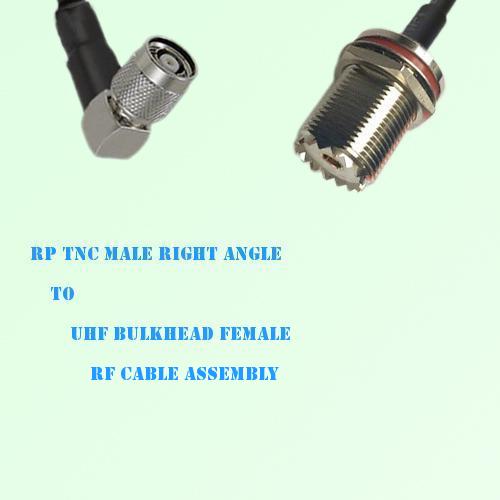 RP TNC Male Right Angle to UHF Bulkhead Female RF Cable Assembly