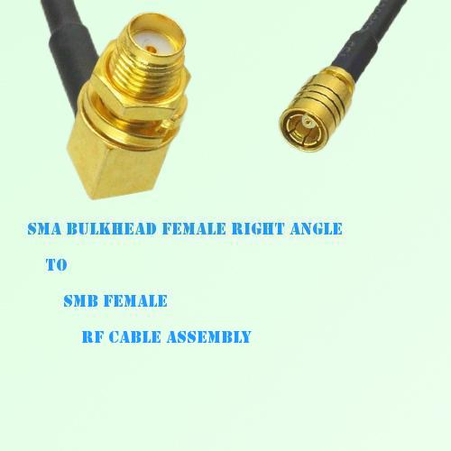 SMA Bulkhead Female Right Angle to SMB Female RF Cable Assembly SMA Bulkhead Female Right Angle to SMB Female RF Cable Assembly