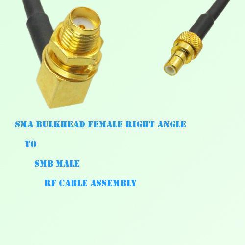 SMA Bulkhead Female Right Angle to SMB Male RF Cable Assembly