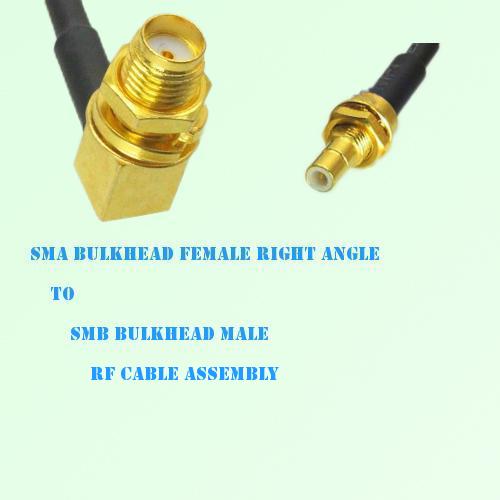 SMA Bulkhead Female Right Angle to SMB Bulkhead Male RF Cable Assembly