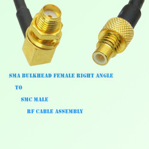 SMA Bulkhead Female Right Angle to SMC Male RF Cable Assembly