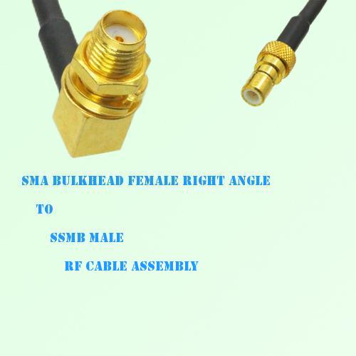 SMA Bulkhead Female Right Angle to SSMB Male RF Cable Assembly