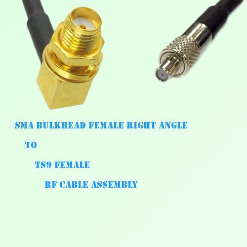 SMA Bulkhead Female Right Angle to TS9 Female RF Cable Assembly