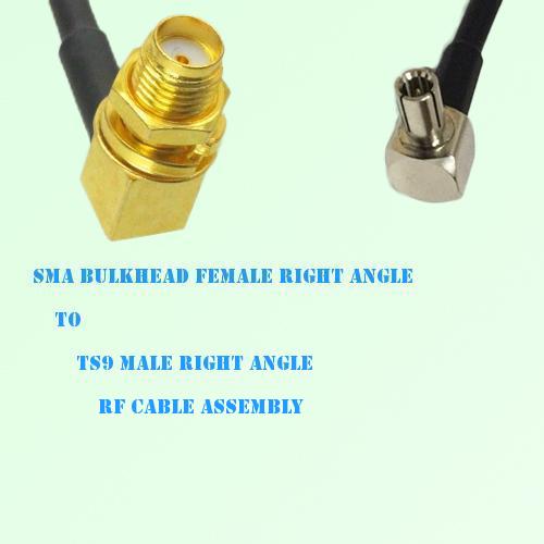 SMA Bulkhead Female R/A to TS9 Male R/A RF Cable Assembly