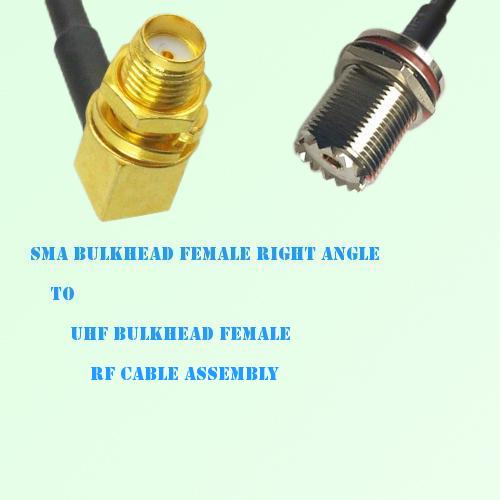 SMA Bulkhead Female R/A to UHF Bulkhead Female RF Cable Assembly