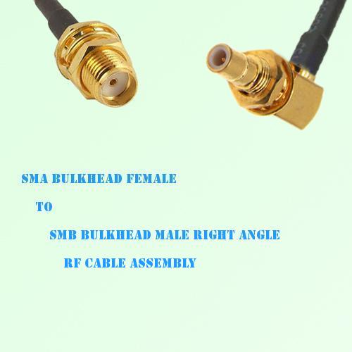 SMA Bulkhead Female to SMB Bulkhead Male Right Angle RF Cable Assembly