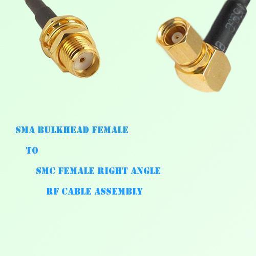 SMA Bulkhead Female to SMC Female Right Angle RF Cable Assembly