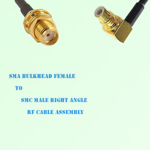 SMA Bulkhead Female to SMC Male Right Angle RF Cable Assembly