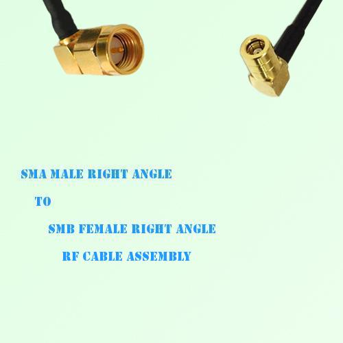 SMA Male Right Angle to SMB Female Right Angle RF Cable Assembly