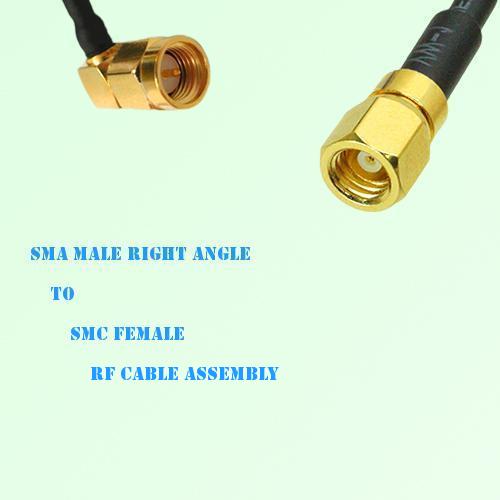 SMA Male Right Angle to SMC Female RF Cable Assembly