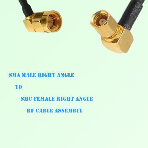 SMA Male Right Angle to SMC Female Right Angle RF Cable Assembly