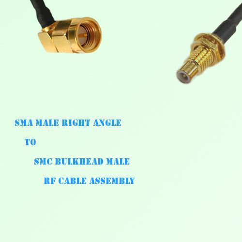 SMA Male Right Angle to SMC Bulkhead Male RF Cable Assembly