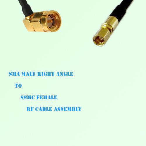 SMA Male Right Angle to SSMC Female RF Cable Assembly