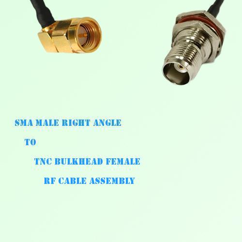 SMA Male Right Angle to TNC Bulkhead Female RF Cable Assembly