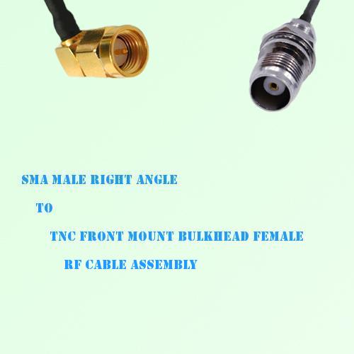 SMA Male R/A to TNC Front Mount Bulkhead Female RF Cable Assembly