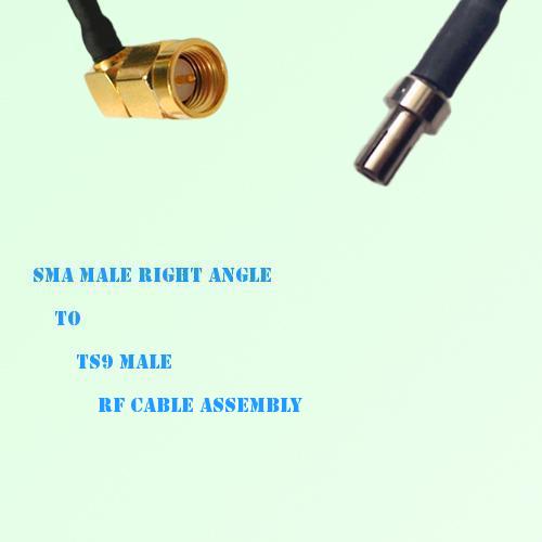 SMA Male Right Angle to TS9 Male RF Cable Assembly