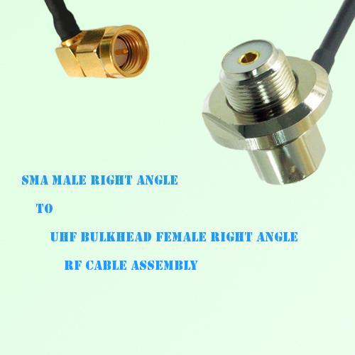 SMA Male R/A to UHF Bulkhead Female R/A RF Cable Assembly