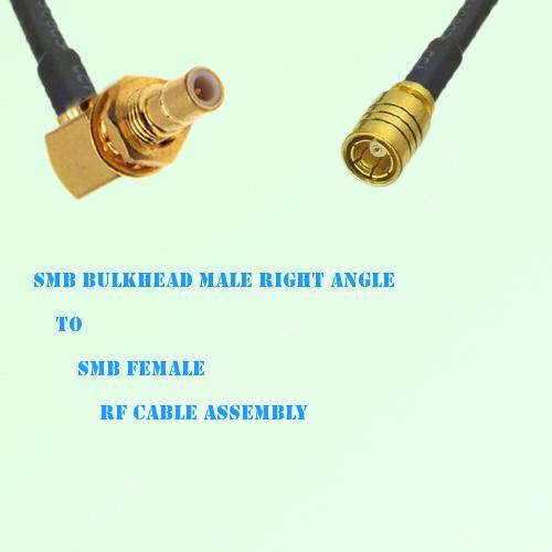 SMB Bulkhead Male Right Angle to SMB Female RF Cable Assembly