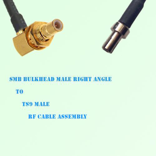SMB Bulkhead Male Right Angle to TS9 Male RF Cable Assembly