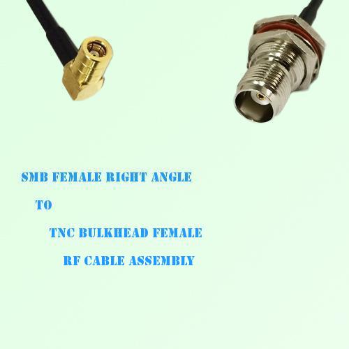 SMB Female Right Angle to TNC Bulkhead Female RF Cable Assembly