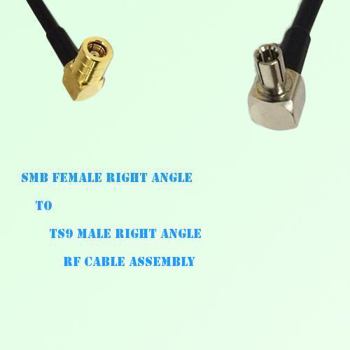 SMB Female Right Angle to TS9 Male Right Angle RF Cable Assembly