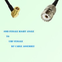 SMB Female Right Angle to UHF Female RF Cable Assembly