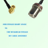 SMB Female Right Angle to UHF Bulkhead Female RF Cable Assembly