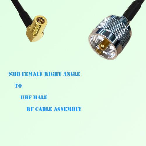 SMB Female Right Angle to UHF Male RF Cable Assembly