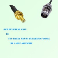 SMB Bulkhead Male to TNC Front Mount Bulkhead Female RF Cable Assembly