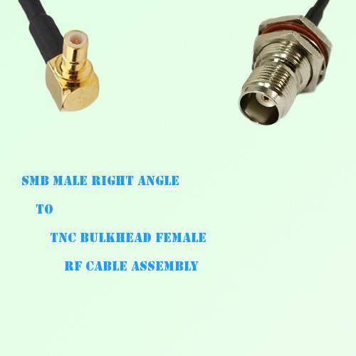 SMB Male Right Angle to TNC Bulkhead Female RF Cable Assembly
