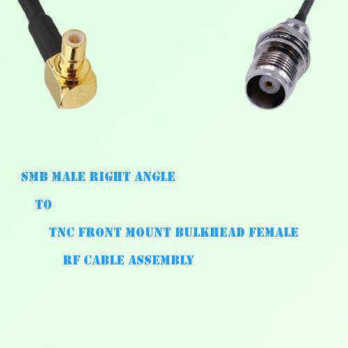 SMB Male R/A to TNC Front Mount Bulkhead Female RF Cable Assembly