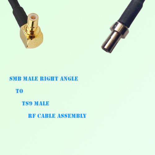 SMB Male Right Angle to TS9 Male RF Cable Assembly