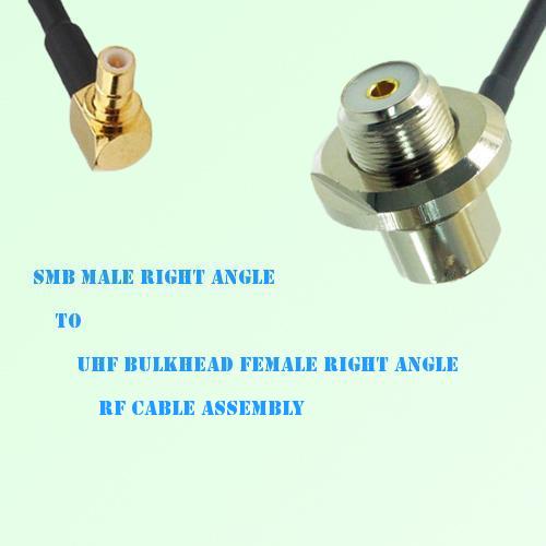 SMB Male R/A to UHF Bulkhead Female R/A RF Cable Assembly