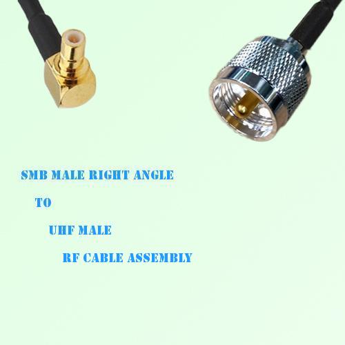 SMB Male Right Angle to UHF Male RF Cable Assembly