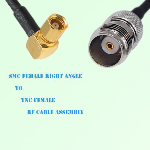 SMC Female Right Angle to TNC Female RF Cable Assembly