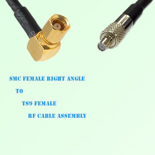 SMC Female Right Angle to TS9 Female RF Cable Assembly SMC Female Right Angle to TS9 Female RF Cable Assembly