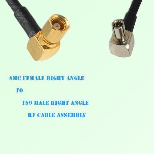 SMC Female Right Angle to TS9 Male Right Angle RF Cable Assembly