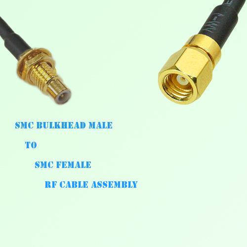SMC Bulkhead Male to SMC Female RF Cable Assembly