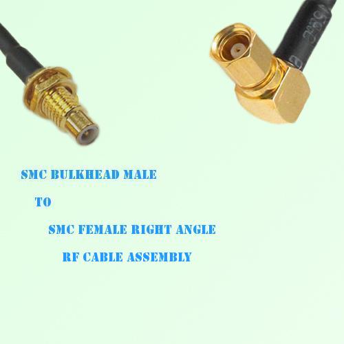 SMC Bulkhead Male to SMC Female Right Angle RF Cable Assembly